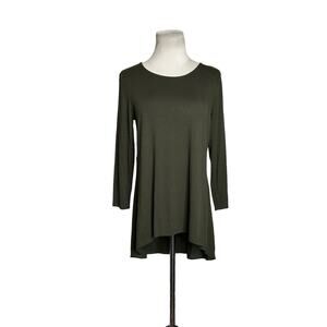 Alfani military green 3/4 sleeves hi low blouse size small